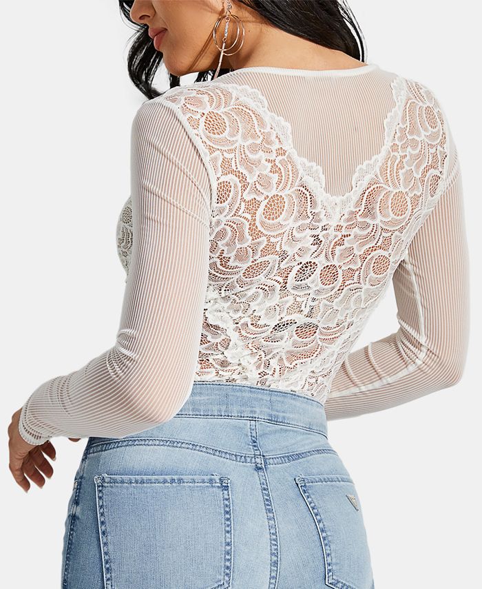 GUESS Sariyah Lace Bodysuit Macy's