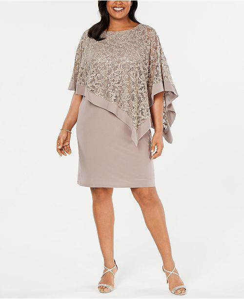 R M Richards Plus Size Sequined Poncho Dress Reviews Macy S