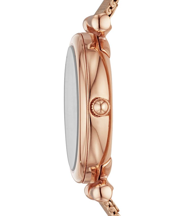 Fossil Women's Mini Carlie Rose Gold-Tone Stainless Steel Mesh Bracelet ...