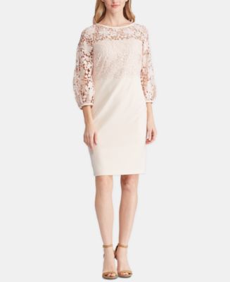 Lauren Ralph Lauren Lace-Trim Jersey Dress - Macy's
