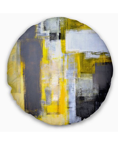Design Art Designart Grey And Yellow Blur Abstract Abstract