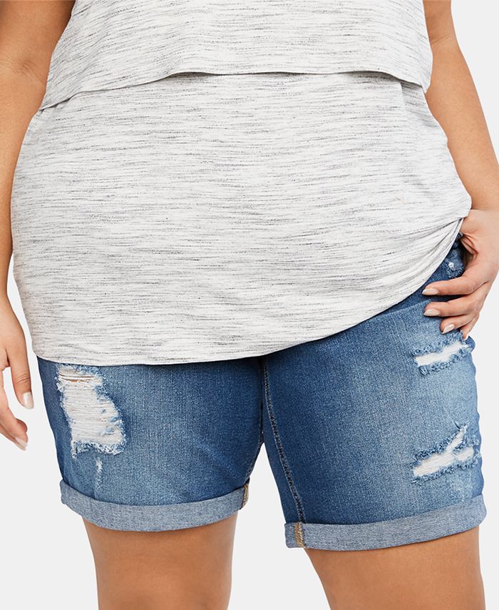 Motherhood Maternity Plus Size Cuffed Denim Shorts Macys 