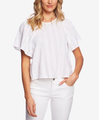 CeCe - Cotton Striped Flutter-Sleeve Top