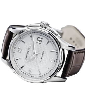 Men's Swiss Automatic Jazzmaster Viewmatic Brown Leather Strap Watch 40mm H32515555