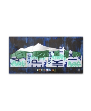 Trademark Global Design Turnpike 'portland Skyline License Plate' Canvas Art In Multi