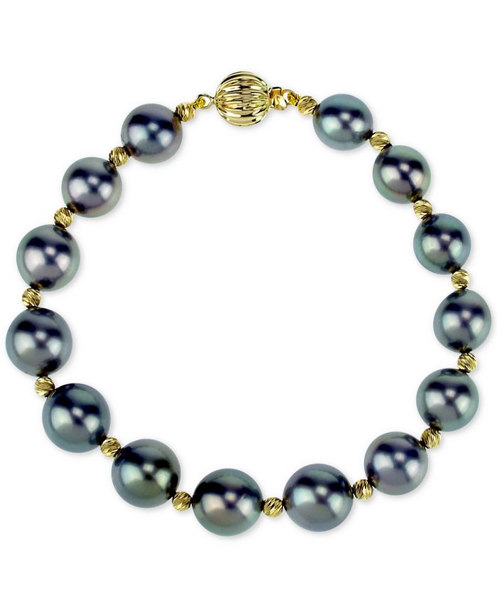 Macy's - Cultured Tahitian Pearl (8-10 mm) Bracelet in 14k Gold