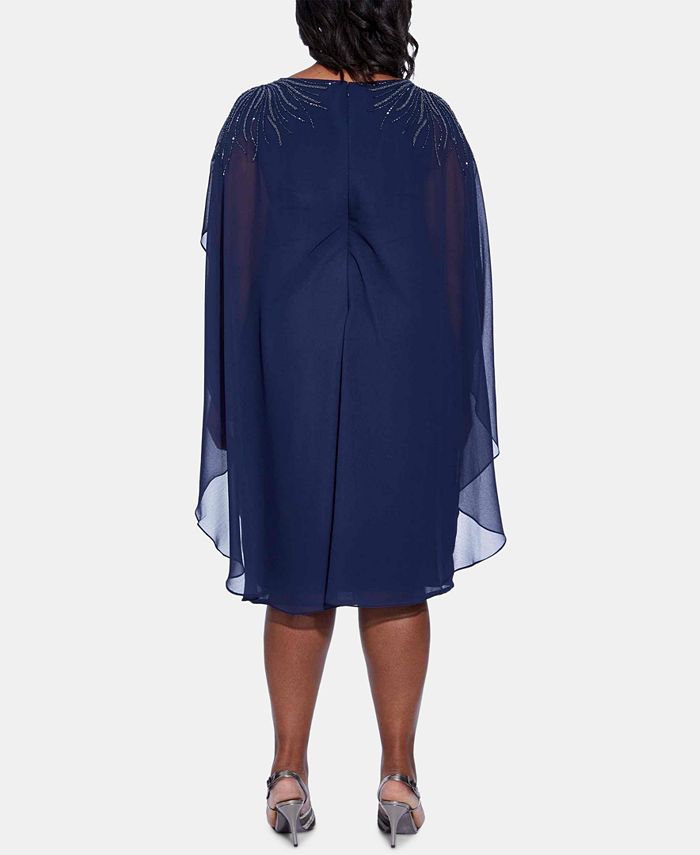 Adrianna Papell Plus Size Beaded Chiffon Cape Dress - Macy's