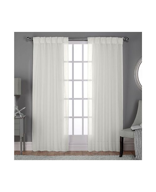 Exclusive Home Belgian Textured Sheer Pinch Pleat Curtain Panel