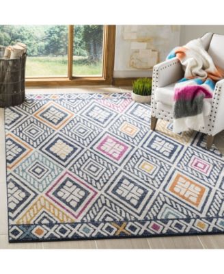 Evoke EVK286 Navy and Ivory 5'1" x 7'6" Area Rug