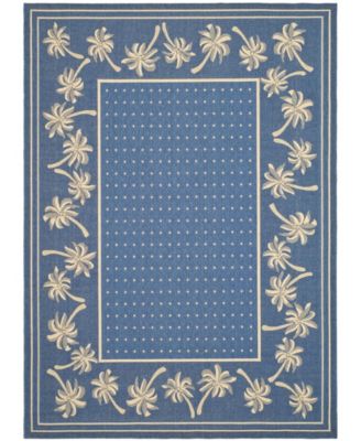 Courtyard CY5148 Blue and Ivory 8' x 11' Outdoor Area Rug