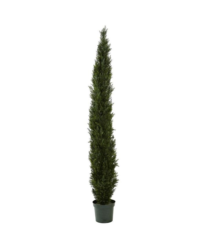 Nearly Natural - 8' Mini Cedar Pine Tree w/ 4249 tips in 12” Pot - Two Tone Green