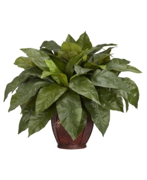 NEARLY NATURAL BIRDS NEST FERN W/ DECORATIVE VASE SILK PLANT 