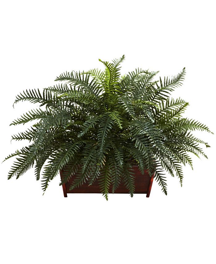 Nearly Natural - River Fern w/ Wood Planter