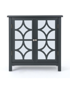 Noble House Melora Mirror Finished Double Door Cabinet In Charcoal