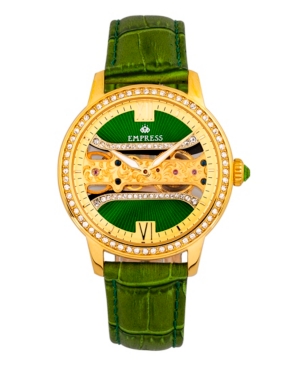 image of Empress Rania Mechanical Green Leather Watch 38mm