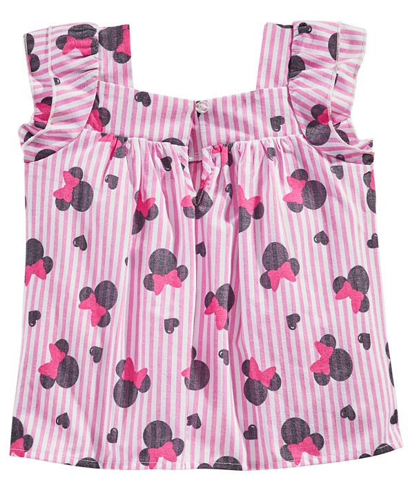 Disney Toddler Girls 2Pc. Cotton Minnie Mouse Striped Top & Shorts Set, Created for Macy's