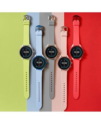 Fossil Men s Sport HR Smokey Blue Silicone Strap Smart Watch 43mm