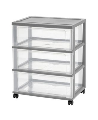 USA 3 Drawer Wide Storage Drawer Cart with Caster Wheels, Plastic Rolling Dresser for Home Closet Bedroom Bathroom Office Laundry Kitchen