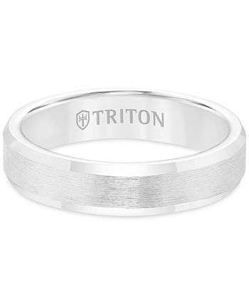 Triton - Men's White Tungsten Carbide Ring, Wedding Band (5mm)
