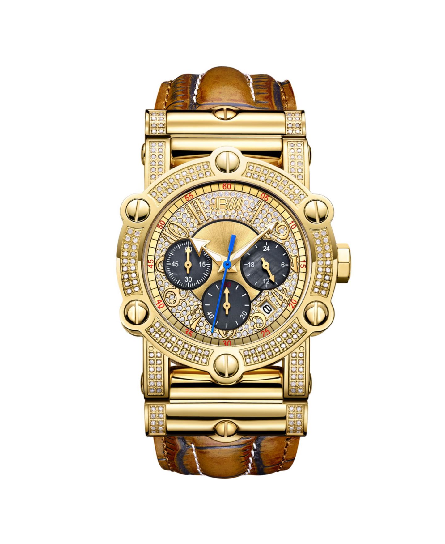 Мужские часы Jbw 10 YR Anniversary Phantom Diamond (1 3/4 ct.t.w.) & Chronograph Watch, цвет: Золотой — фото 1