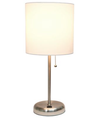 Lime Lights Stick Lamp with USB charging port and Fabric Shade