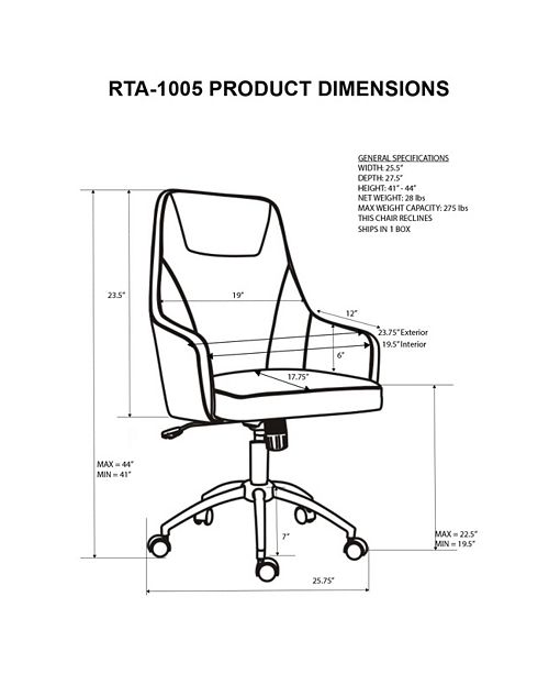 Rta Products Techni Mobili Height Adjustable Rolling Office Desk