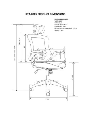 Techni Mobili Modern High-Back Mesh Executive Office Chair
