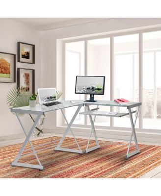 Techni Mobili L-Shaped Glass Top Computer Desk