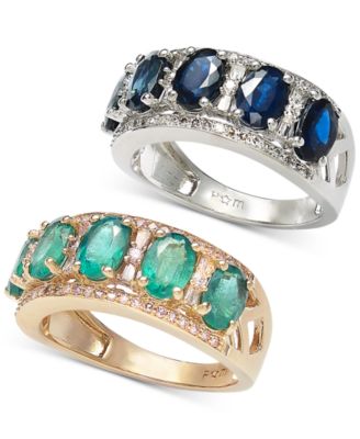 Sapphire (2-7/8 ct. t.w.) & Diamond (1/3 ct. t.w.) Ring in 14k White Gold (Also in Emerald, Tanzanite and Ruby)