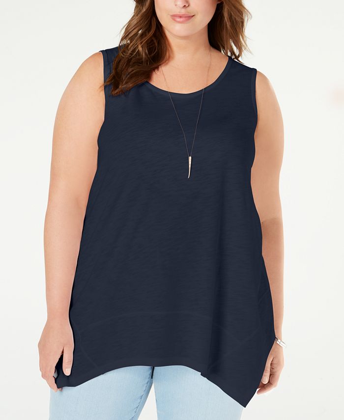 Style Co Womens Lemon Handkerchief Hem Top Blue Size L