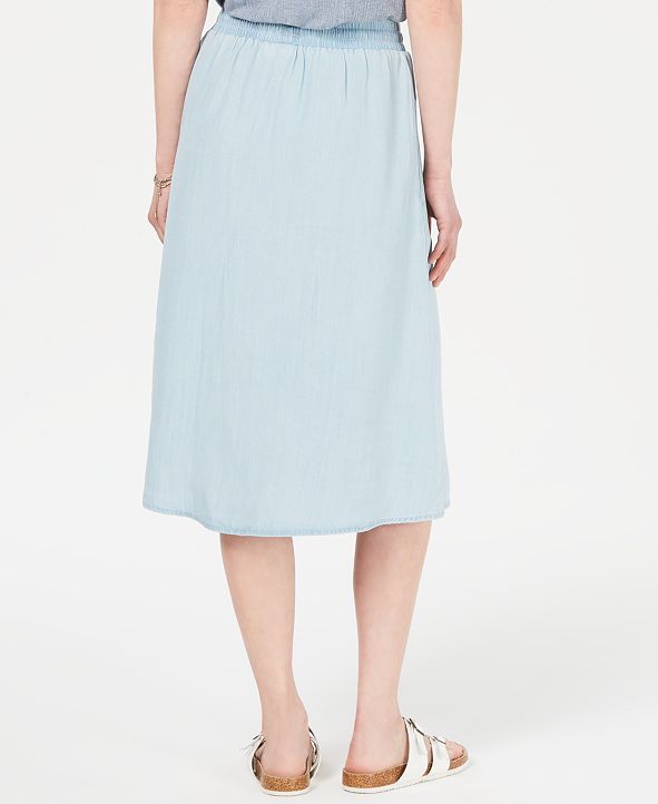 Style & Co Chambray Button-Front Midi Skirt, Created for Macy's ...