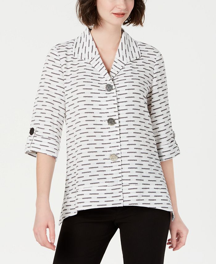JM Collection Mixed-Button Crinkle Top, Created for Macy's - Macy's