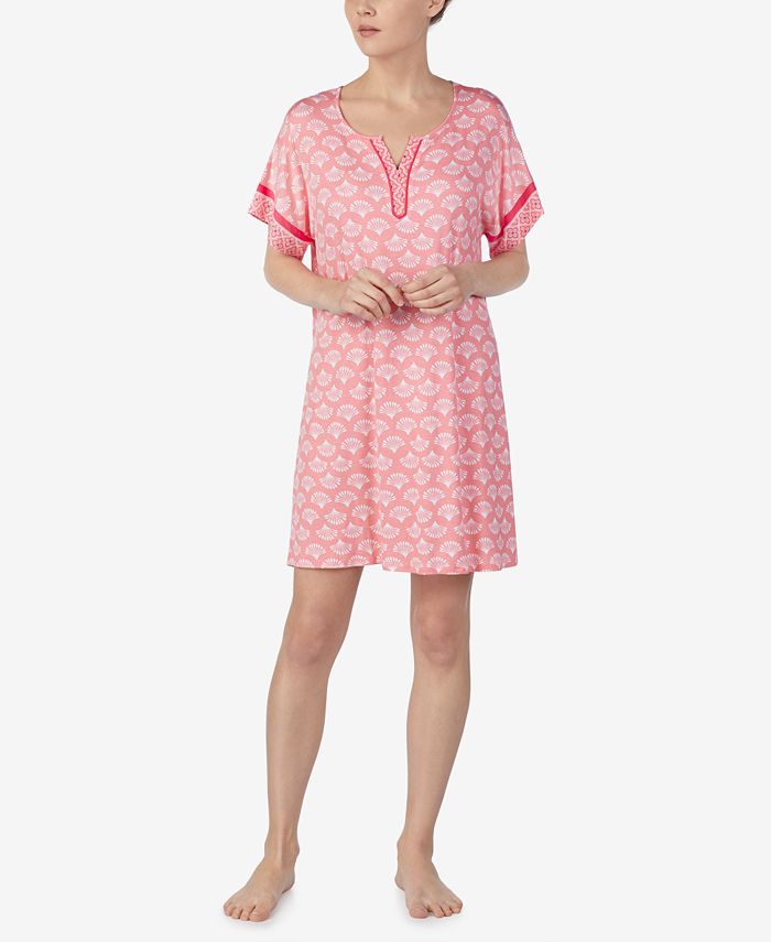 Ellen Tracy Printed Split-Neck Nightgown - Macy's