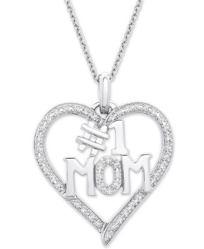 Macy s Diamond 1 Mom Heart Pendant Necklace 1 6 ct. t.w. in