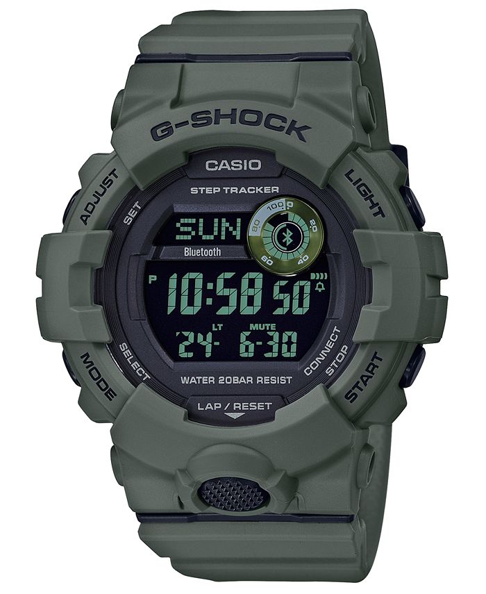 G-Shock - Men's Digital Olive Green Resin Strap Watch 48.6mm