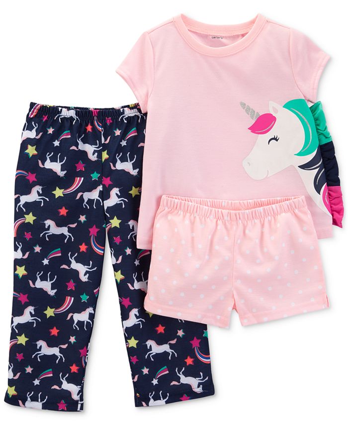 Carter's Toddler Girls 3-Pc. Unicorn Pajamas Set - Macy's