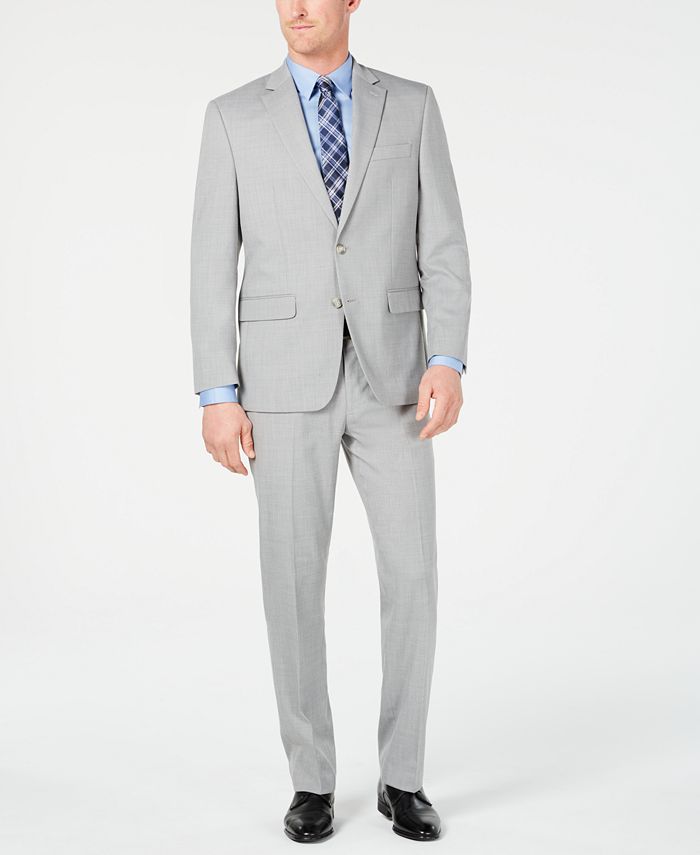 Club Room Men's Classic-Fit Stretch Light Gray Stepweave Suit, Created ...