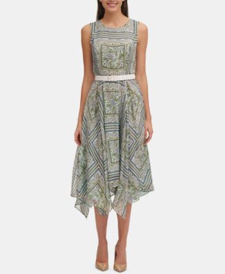 Tommy Hilfiger - Belted Printed Chiffon Midi Dress