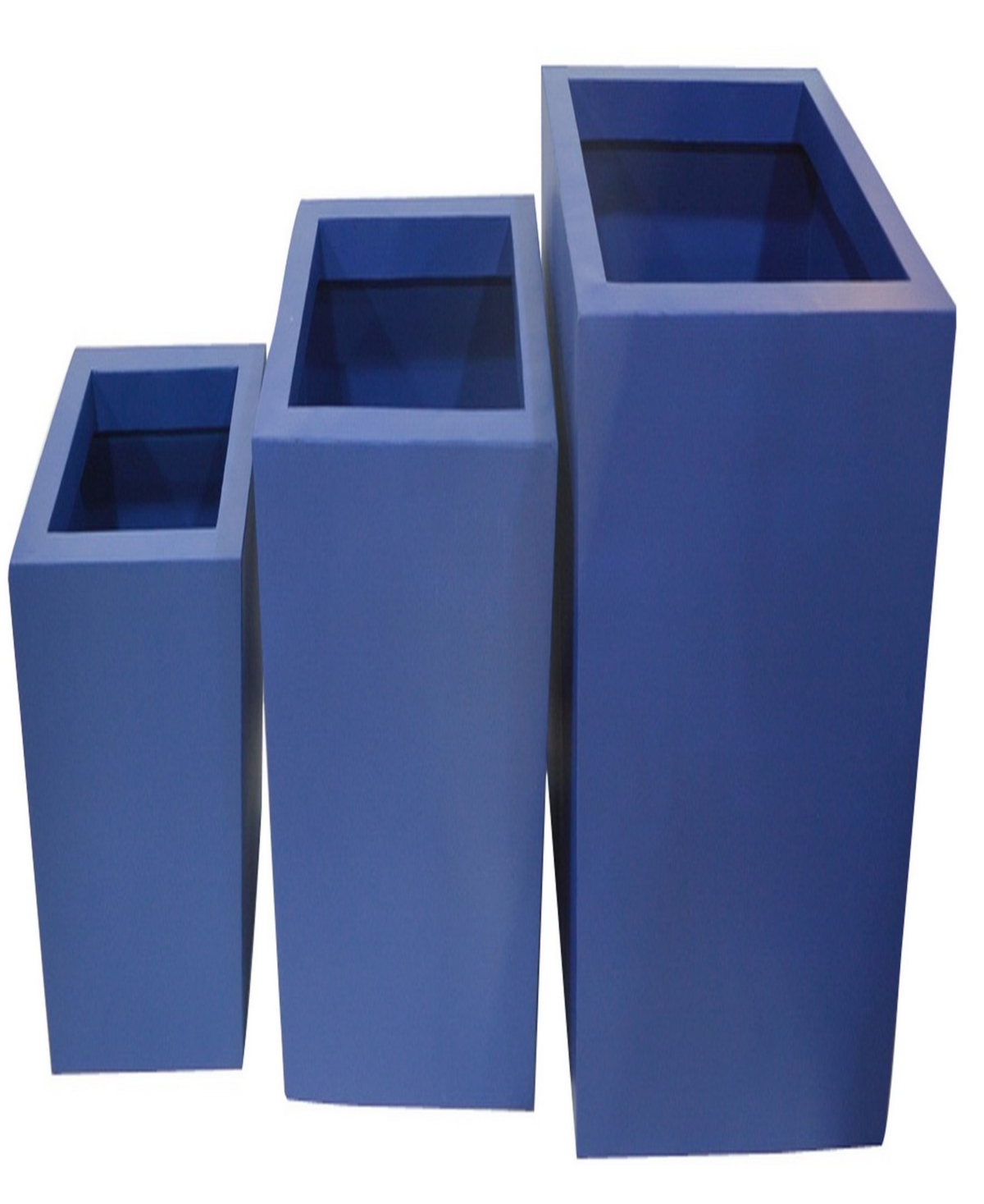 Set of 3 Modern Metal Planters - Blue