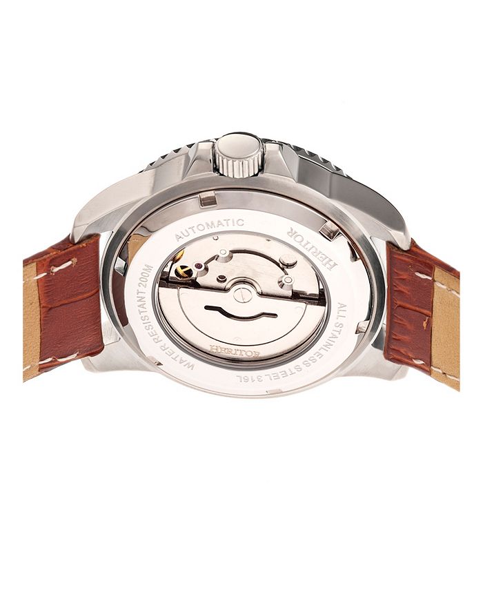 Heritor Automatic Lucius Black Dial Genuine Brown Leather Watch