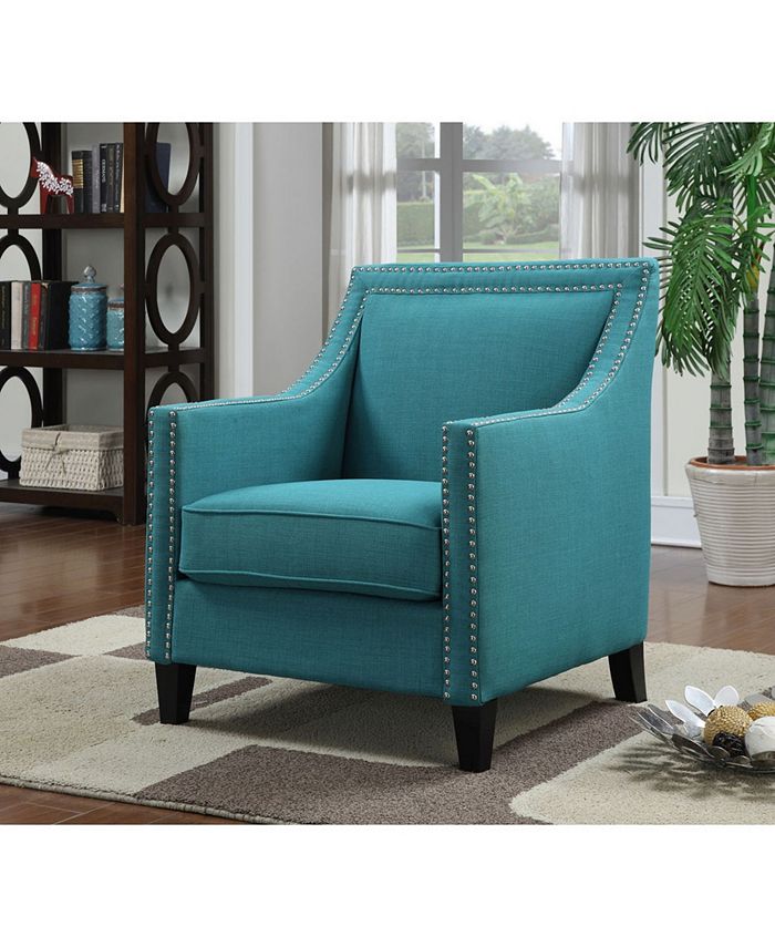 Hanover Bridgehampton Accent Chair with Nailhead Trim 35.5" x 29" x 38.5" Macy's