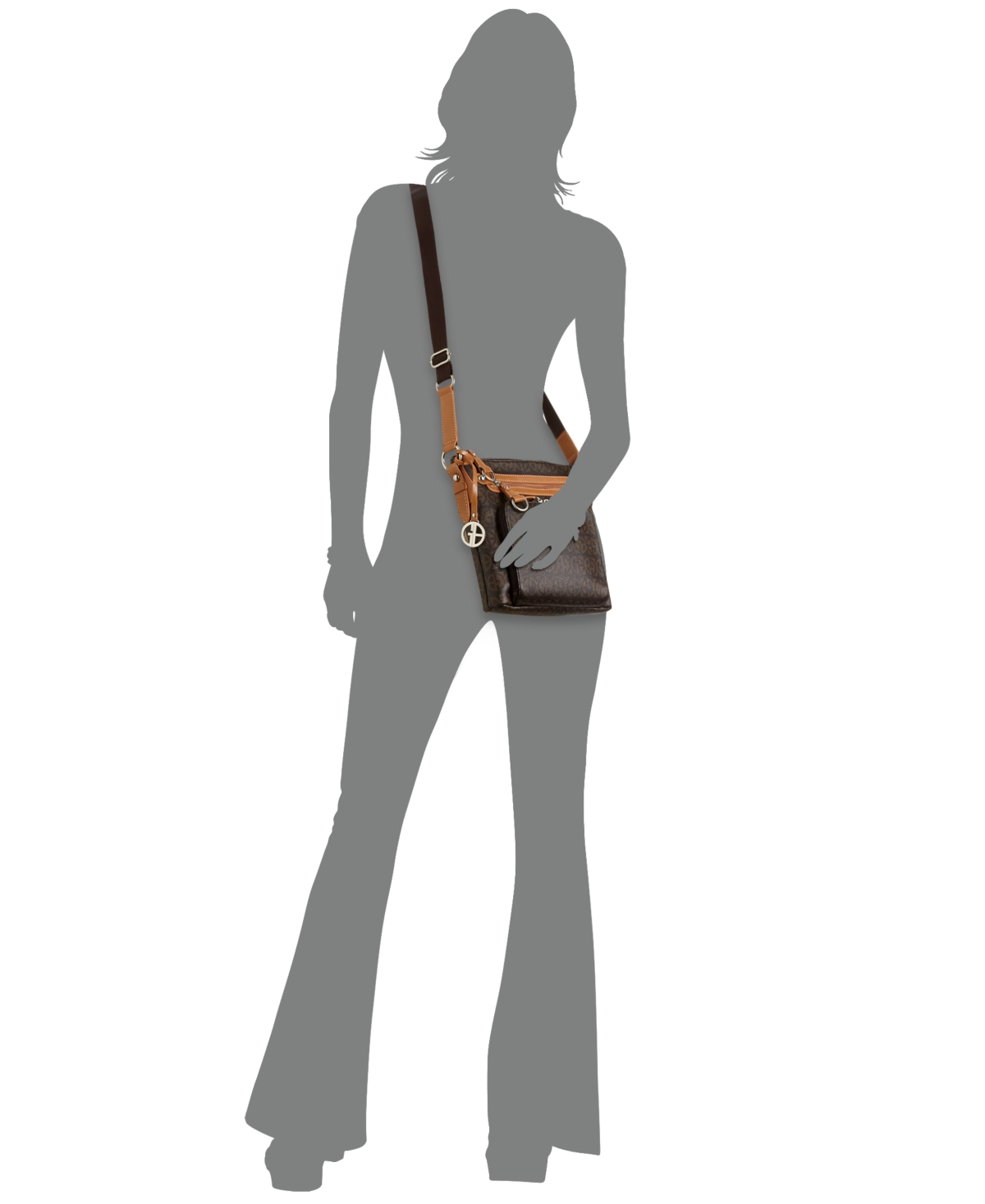 Giani Bernini Block Signature Crossbody, Created For Macy's In Brown,silver
