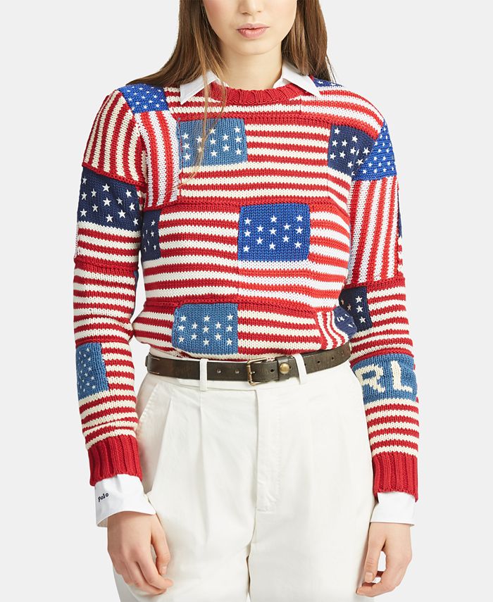 Polo Ralph Lauren Flag Cotton Sweater - Macy's