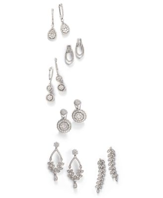 Diamond Cluster Teardrop Earrings in 14k White Gold (1 ct. t.w.)
