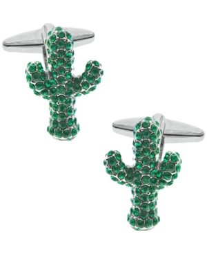 image of Sutton Silver-Tone Cubic Zirconia Cactus Cufflinks