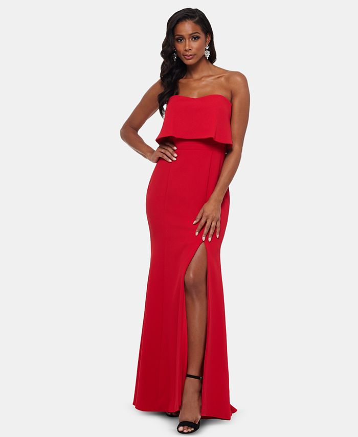 XSCAPE Strapless Popover Evening Gown - Macy's