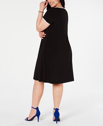 MSK Plus Size Piped Shirt Dress & Reviews - Dresses - Plus Sizes - Macy's