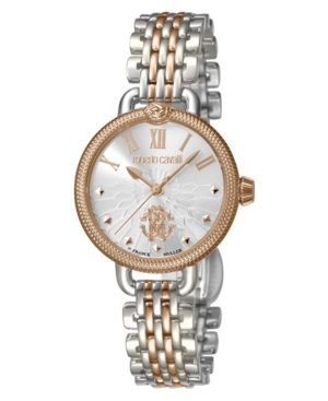 image of Roberto Cavalli By Franck Muller Women-s Swiss Quartz Two-Tone Rose Gold Stainless Steel Bracelet Watch, 30mm