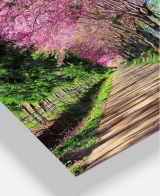 Design Art Designart 'Cherry Blossom Pathway In Chiang Mai' Landscape Metal Wall Art - 20" X 12"