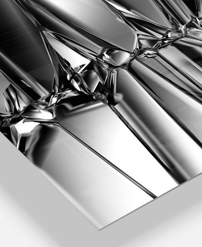 Design Art Designart 'Black White Crystal Background' Abstract Metal Wall Art 40" X 30" Macy's